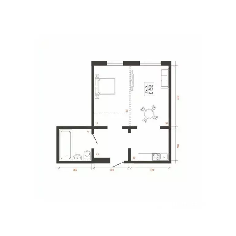 2-к кв. Иркутская область, Иркутск Сарафановская ул. (42.8 м) - Фото 0