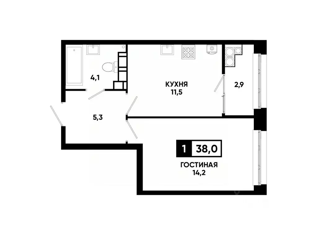 1-к кв. Ставропольский край, Ставрополь ул. Андрея Голуба, 12к8 (38.0 ... - Фото 0