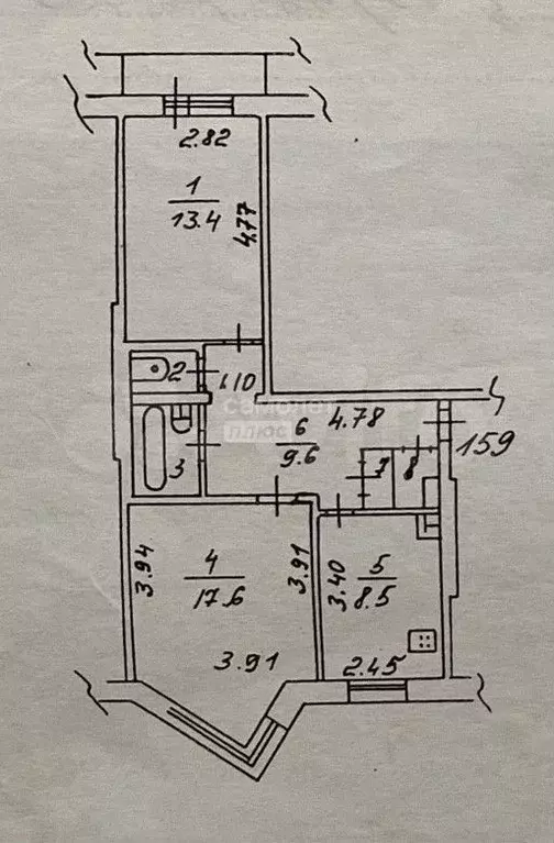 2-к. квартира, 54 м, 6/9 эт. - Фото 0