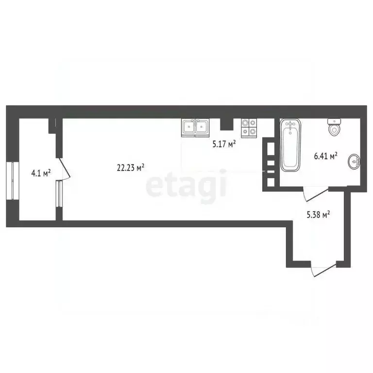 Студия Челябинская область, Челябинск ул. Энгельса, 4 (40.0 м) - Фото 1