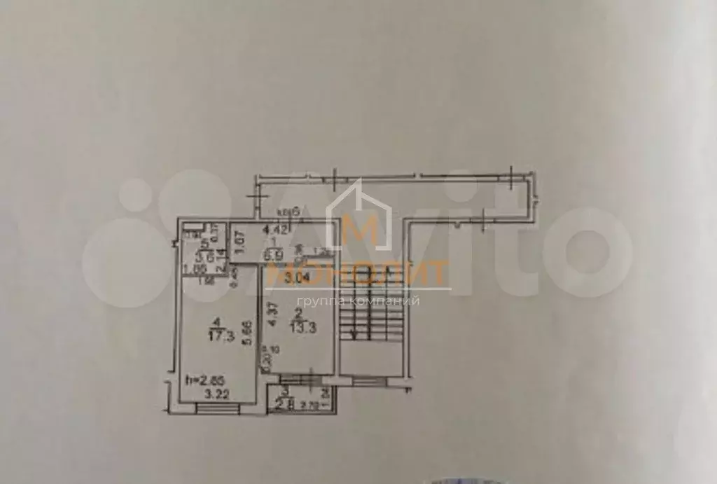 1-к. квартира, 41,1 м, 2/4 эт. - Фото 0