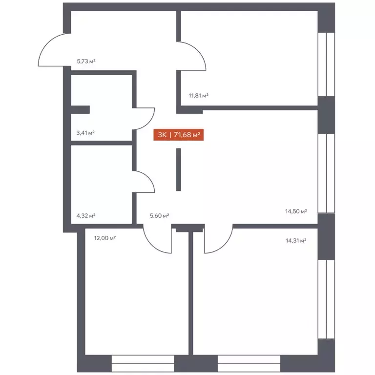 3-к кв. Томская область, Томск Красноармейская ул., 144 (71.68 м) - Фото 1