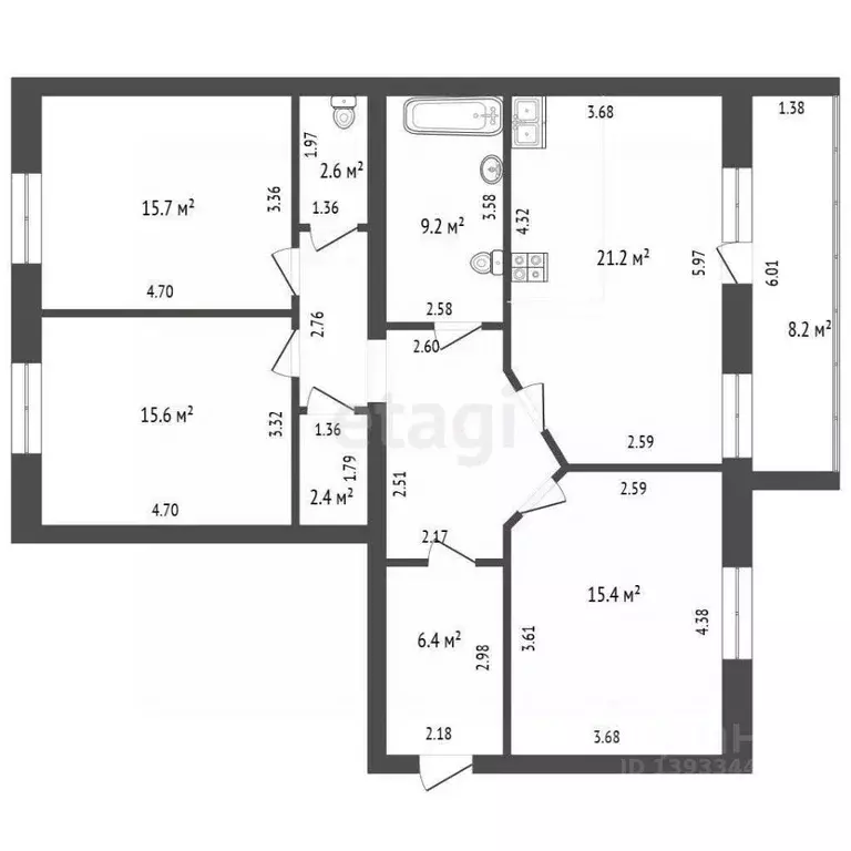 3-к кв. Тюменская область, Тюмень ул. Николая Федорова, 24 (99.9 м) - Фото 2