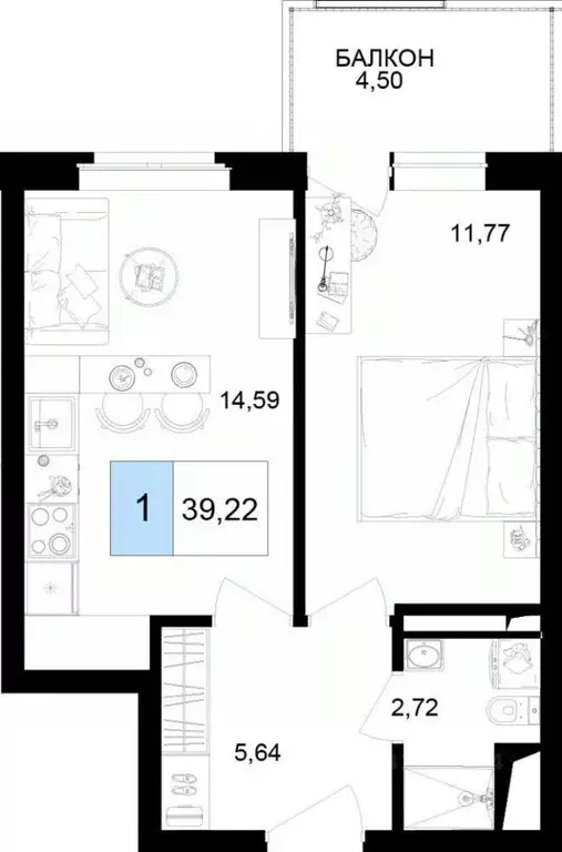 1-к кв. Краснодарский край, Анапа проезд Межсанаторный, 33 (39.22 м) - Фото 1