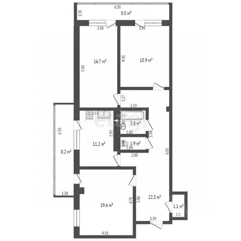 3-к кв. Ростовская область, Ростов-на-Дону ул. Нансена, 93с1 (108.0 м) - Фото 1