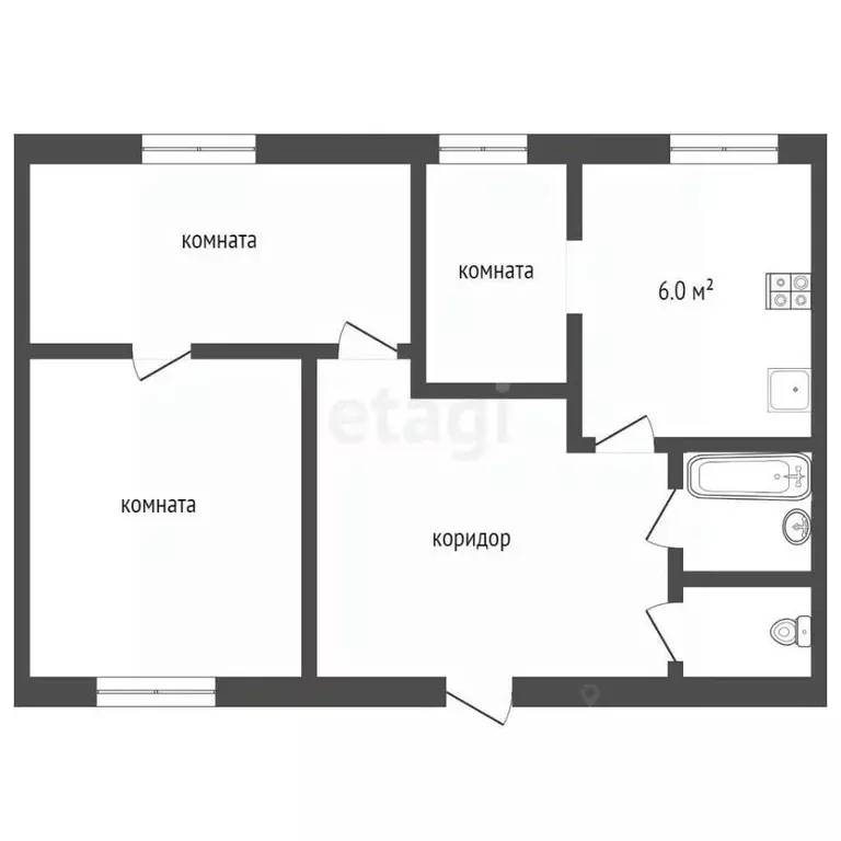 3-к кв. Забайкальский край, Чита ул. Фрунзе, 28 (51.0 м) - Фото 1