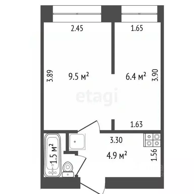 2-к кв. Башкортостан, Стерлитамак ул. Дружбы, 36Б (22.3 м) - Фото 1