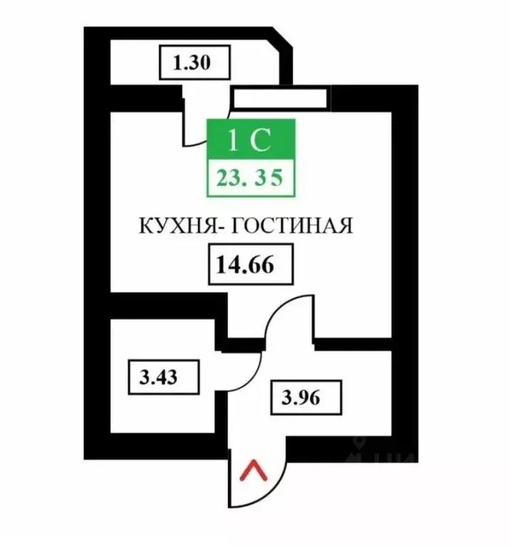 Квартира-студия: Краснодар, улица Лётчика Позднякова, 2к8 (22.1 м) - Фото 2