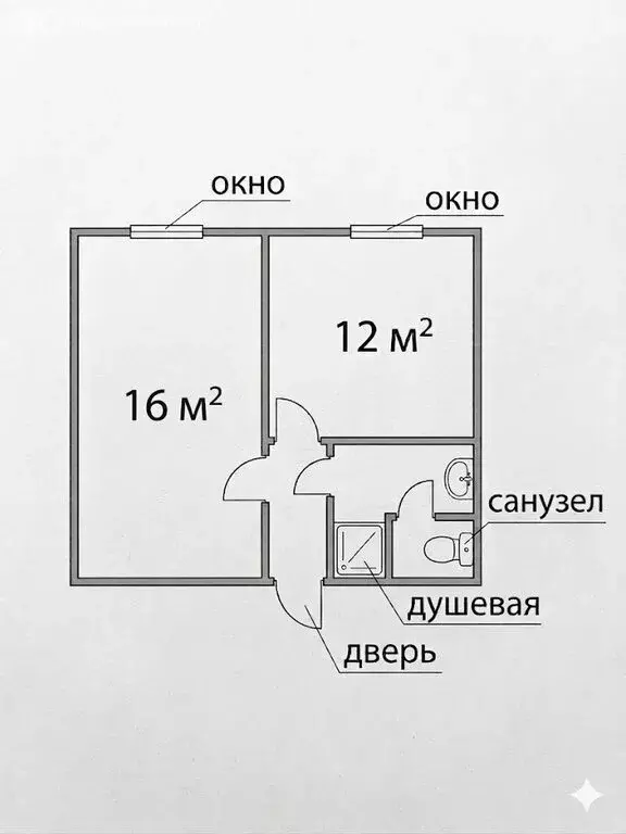 1к в -комнатной квартире (16.8 м) - Фото 2