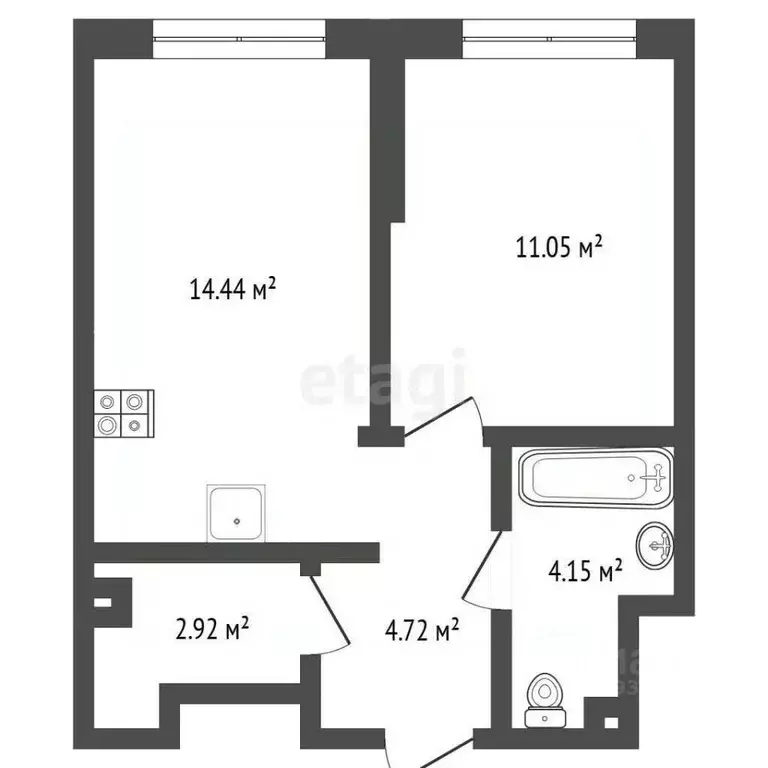 1-к кв. Тюменская область, Тюмень ул. Новоселов, 103к1 (37.4 м) - Фото 2