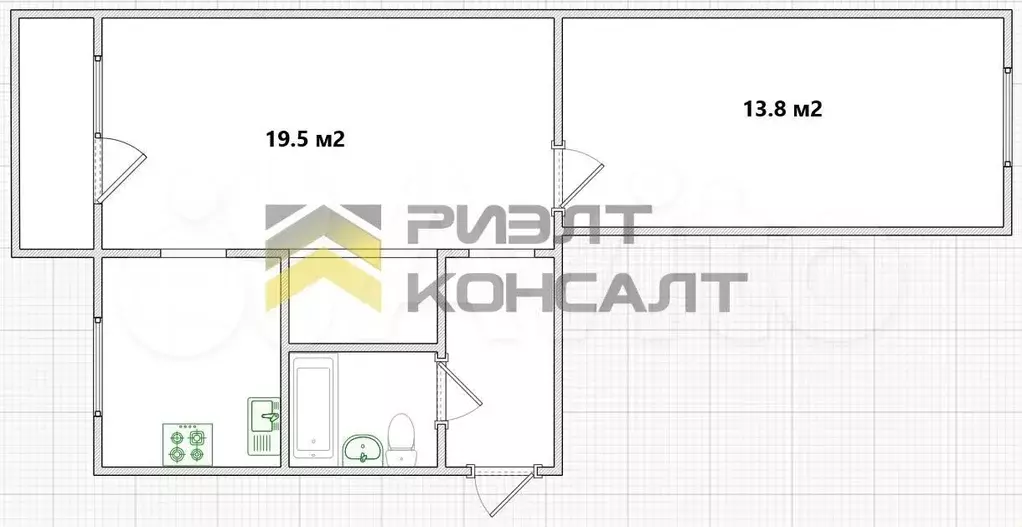 2-к. квартира, 45 м, 2/5 эт. - Фото 0