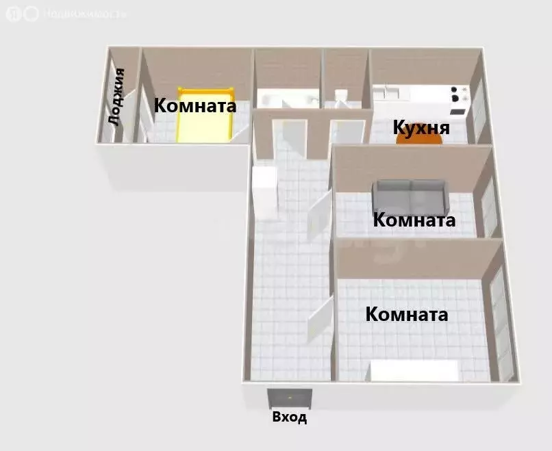 3-комнатная квартира: Южно-Сахалинск, планировочный район Луговое, ... - Фото 1