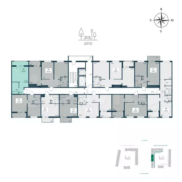 Квартира-студия, 29,6 м, 6/11 эт. - Фото 1