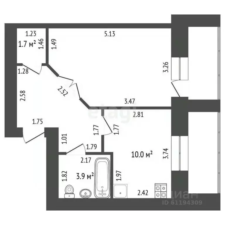 1-к кв. Мордовия, Саранск ул. Гагарина, 96 (39.0 м) - Фото 1