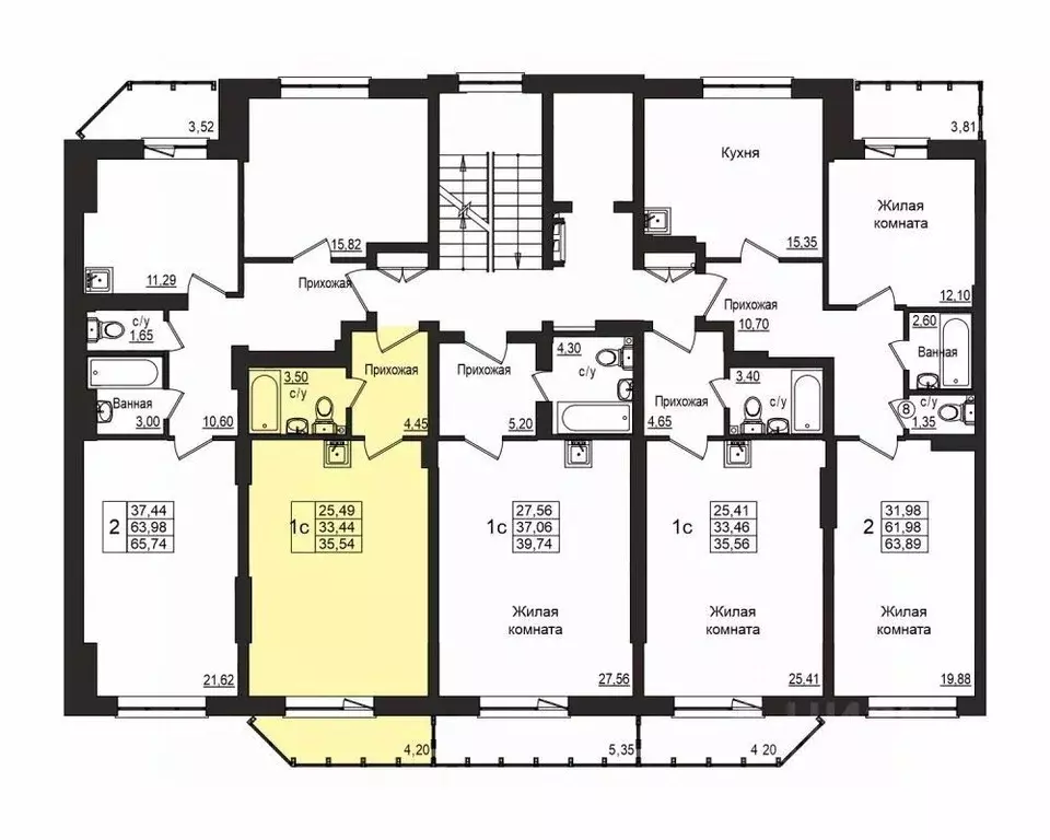 Студия Новосибирская область, Новосибирск Вилюйская ул., 6 (33.4 м) - Фото 1