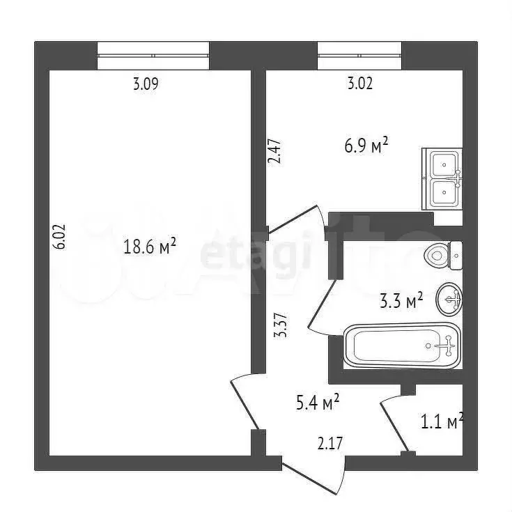 1-к. квартира, 36 м, 1/5 эт. - Фото 0