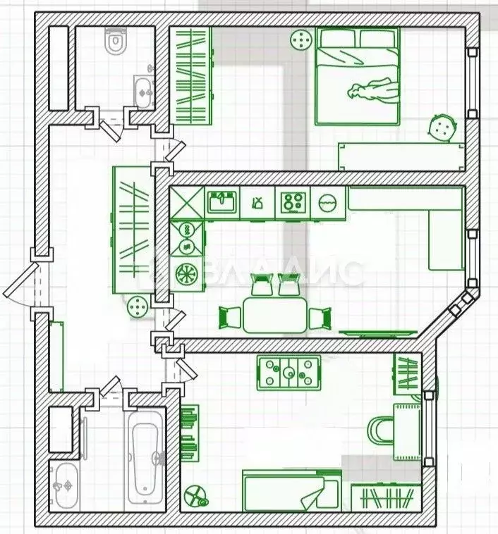 2-к кв. Санкт-Петербург Лиственная ул., 18к1 (63.3 м) - Фото 2