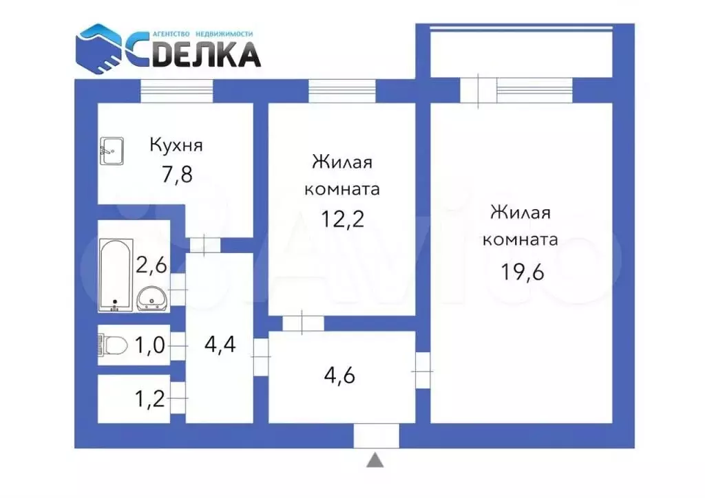 2-к. квартира, 53 м, 3/5 эт. - Фото 1