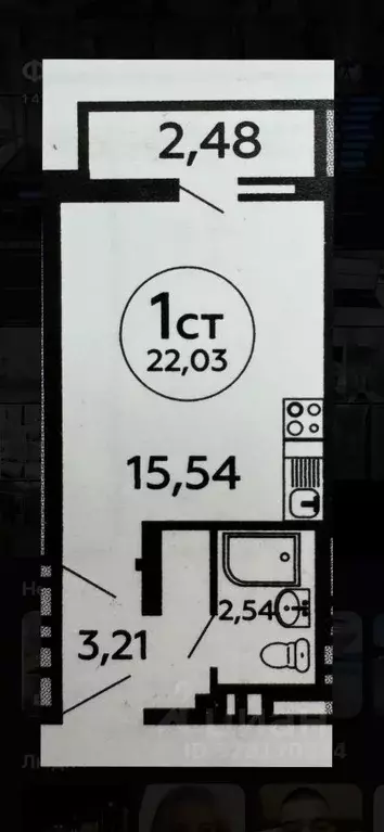Студия Ростовская область, Ростов-на-Дону ул. Мечникова, 37 (25.0 м) - Фото 2