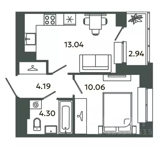 1-к кв. Ленинградская область, Ломоносовский район, Аннинское ... - Фото 1