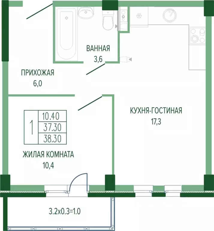 1-к кв. Краснодарский край, Краснодар Круговая ул., 4/1 (39.23 м) - Фото 0