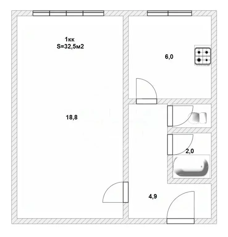 1-к кв. Калининградская область, Калининград Батальная ул., 78 (32.5 ... - Фото 2