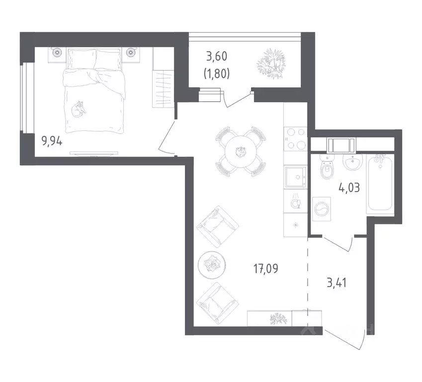 1-к кв. Ленинградская область, Всеволожский район, Свердловское ... - Фото 1