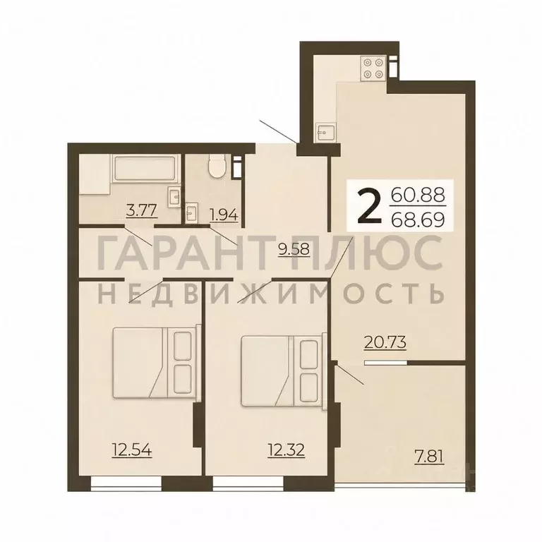 3-к кв. Липецкая область, Липецк ул. Нестерова, 9 (68.7 м) - Фото 2