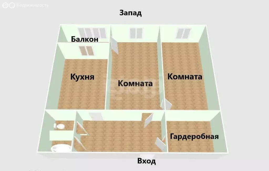 2-комнатная квартира: Южно-Сахалинск, Крайняя улица, 37 (66.4 м) - Фото 1