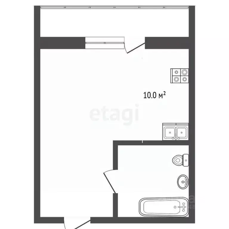 Студия Тюменская область, Тюмень ул. Беляева, 35к1 (29.0 м) - Фото 1