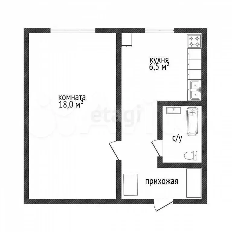 1-к. квартира, 32,2 м, 2/9 эт. - Фото 0