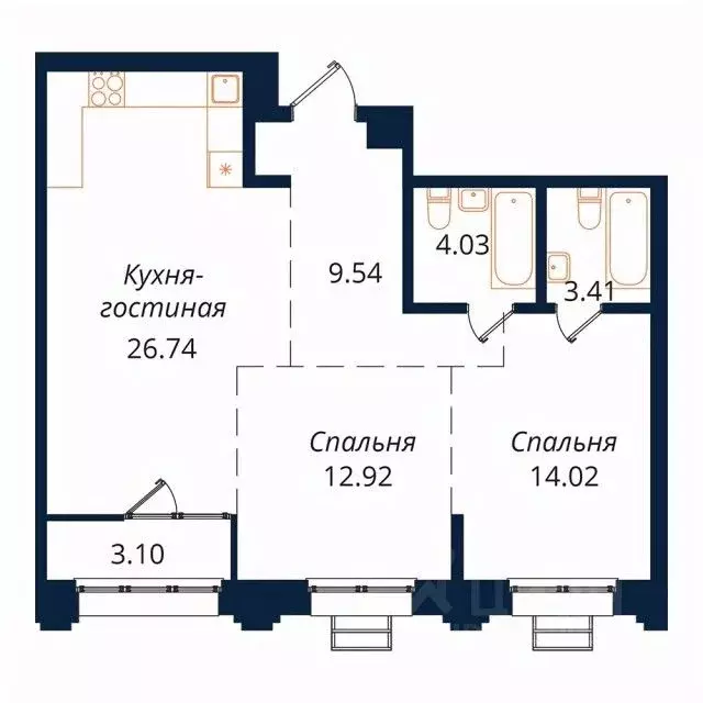 2-к кв. Иркутская область, Иркутск Байкальская ул., 246Б (73.4 м) - Фото 0