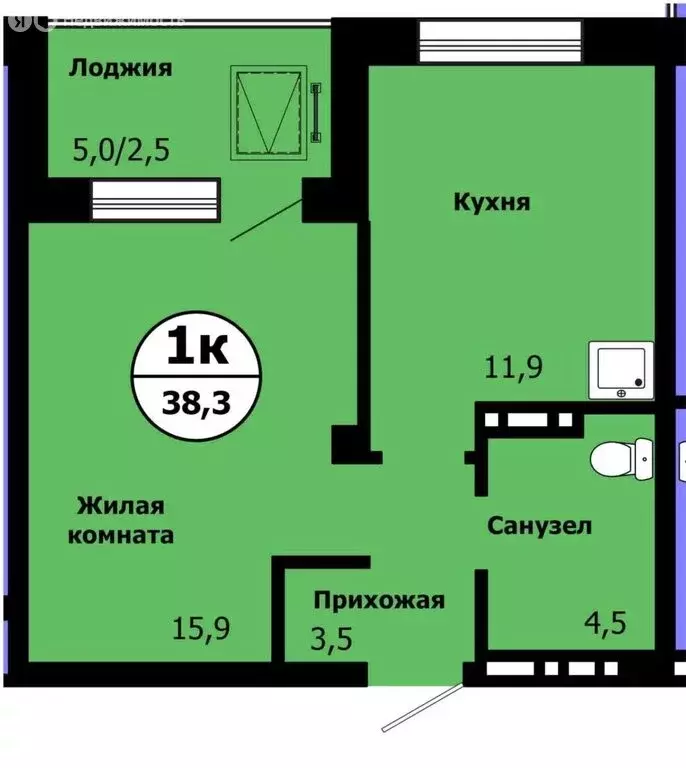 1-комнатная квартира: Красноярск, улица Лесников, 49 (38.3 м) - Фото 0