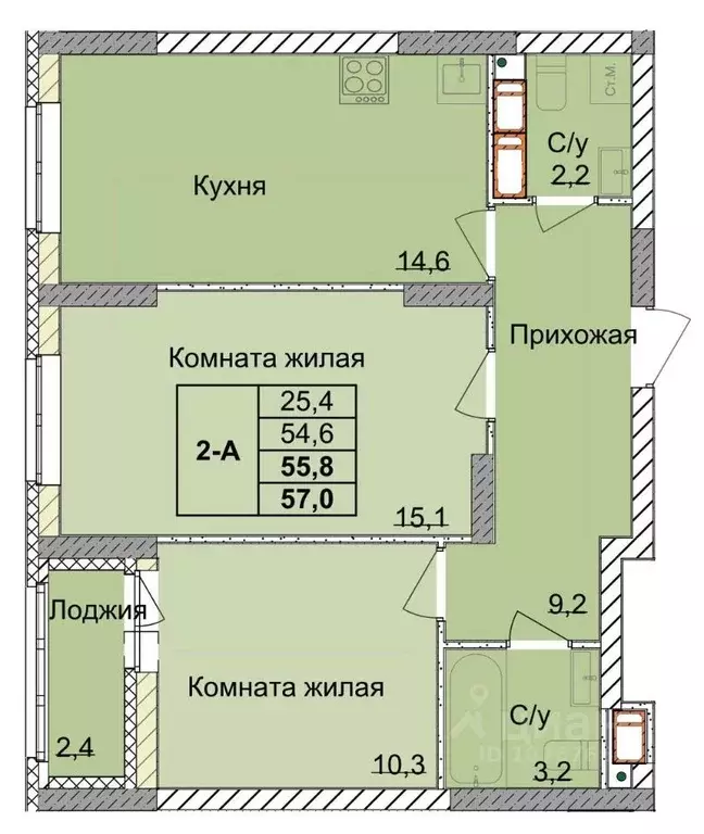 2-к кв. Нижегородская область, Нижний Новгород 1-я Оранжерейная ул. ... - Фото 0