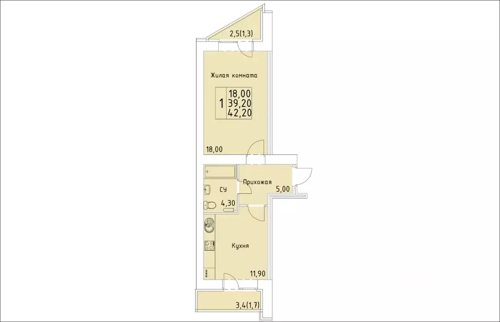 1-к кв. Кировская область, Киров ул. Красной Звезды (42.2 м) - Фото 1