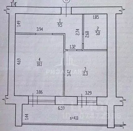 1-к кв. Брянская область, Брянск ул. Тютчева, 1 (48.6 м) - Фото 1