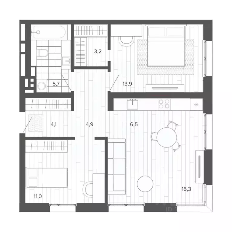 3-к кв. Алтайский край, Барнаул тракт Змеиногорский, 35Б (66.2 м) - Фото 0