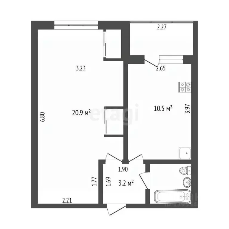 1-к кв. Тюменская область, Тюмень Тарманы мкр, ул. Малышева, 14 (38.1 ... - Фото 1