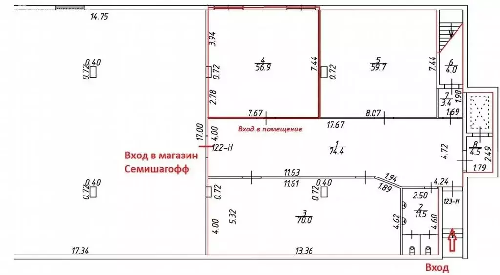 Помещение свободного назначения (56.9 м) - Фото 2