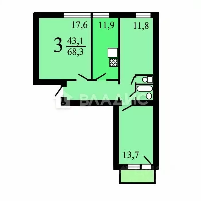 3-к кв. Москва ул. Газопровод, 1К6 (67.2 м) - Фото 1