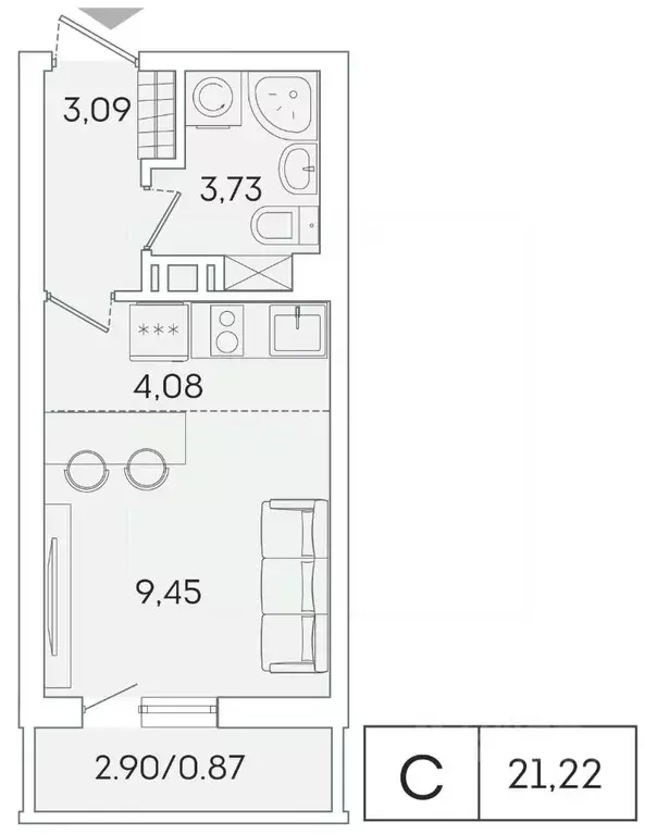 Студия Ленинградская область, Мурино Всеволожский район, ул. ... - Фото 1