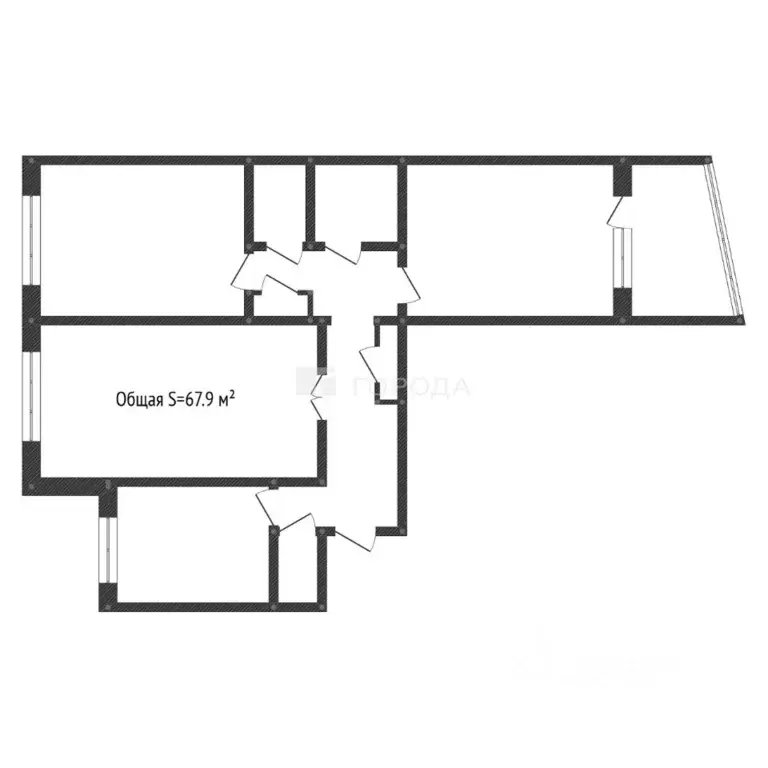 3-к кв. Алтайский край, Барнаул ул. Юрина, 202/34 (67.9 м) - Фото 2