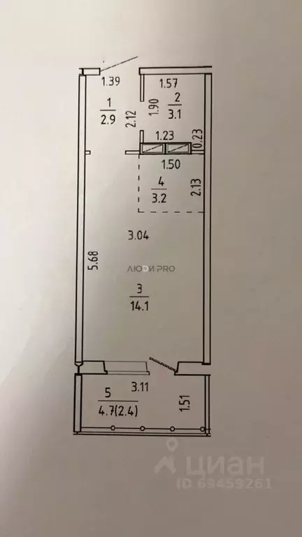 Студия Кировская область, Киров ул. Василия Жуковского, 4А (23.3 м) - Фото 2