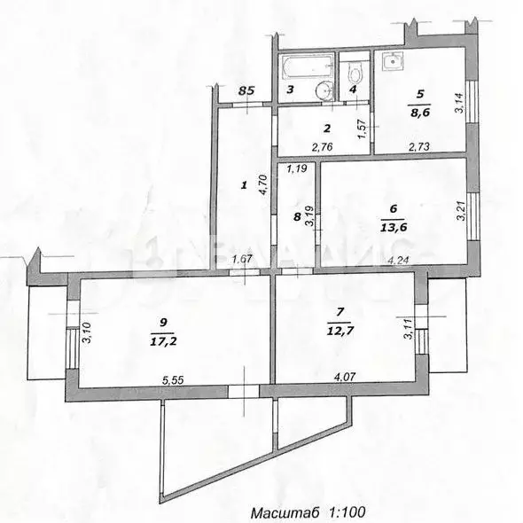 3-к. квартира, 78,4 м, 7/10 эт. - Фото 0