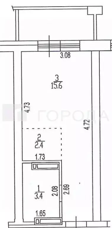 Студия Алтайский край, Барнаул просп. Строителей, 18 (21.4 м) - Фото 2