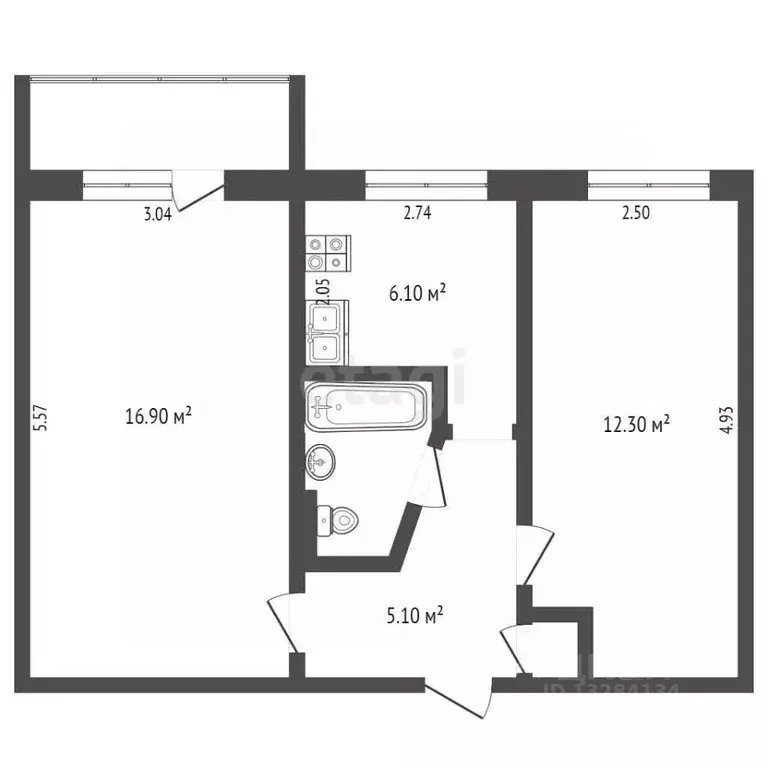 2-к кв. Вологодская область, Череповец Красная ул., 1А (44.9 м) - Фото 1