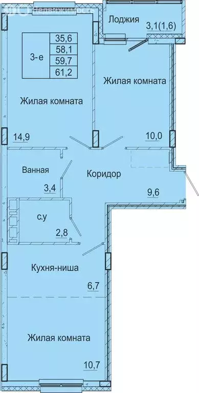 3-комнатная квартира: Пермь, Бисерский переулок, 5 (58.1 м) - Фото 1