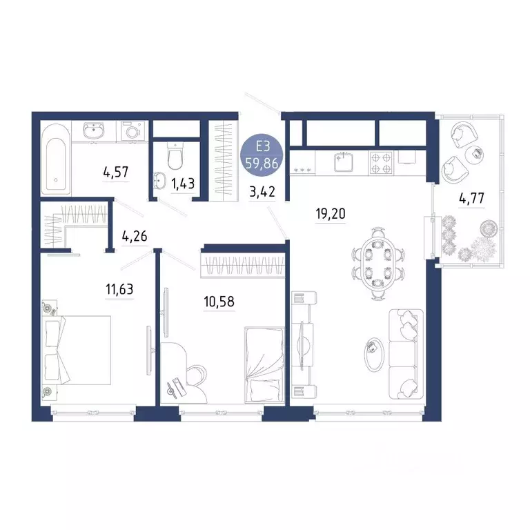 2-к кв. Рязанская область, Рязанский муниципальный округ, с. Дядьково ... - Фото 1