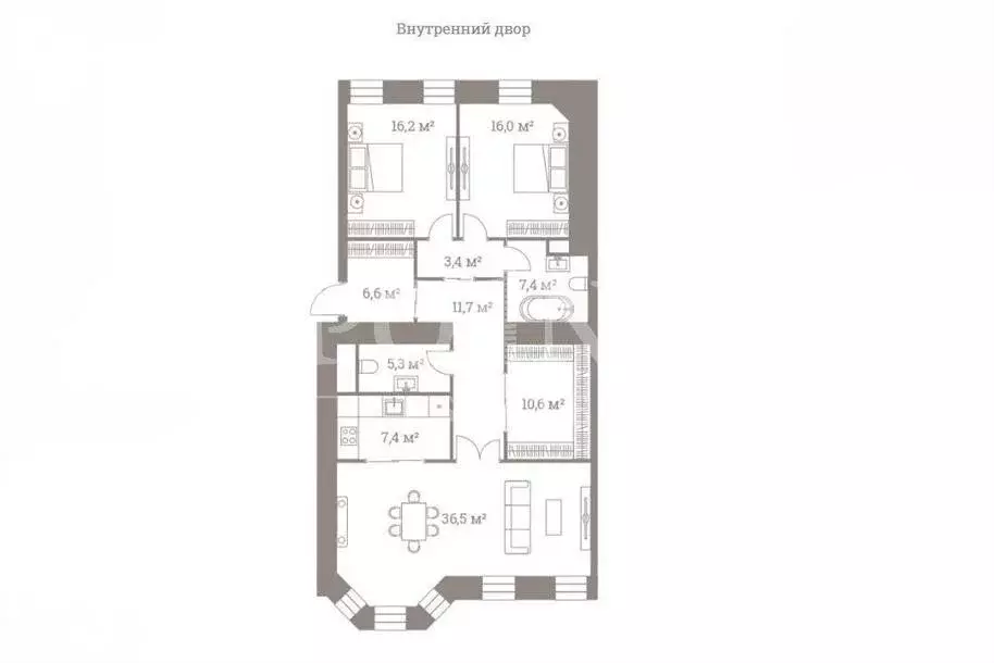 3-комнатная квартира: Москва, улица Большая Полянка, 44 (121 м) - Фото 1