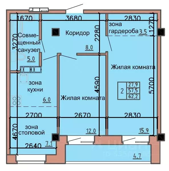 2-к кв. Хакасия, Абакан ул. Ленинского Комсомола, 24/1 (59.9 м) - Фото 0